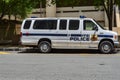 Washington DC: FBI Federal Bureau of Investigation police van parked outside of the J Edgar Hoover building in Royalty Free Stock Photo