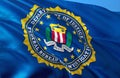 FBI flag waving in the wind, 3D rendering. FBI United States. United States Secret Service. Federal Bureau of Investigation. Royalty Free Stock Photo