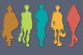 Five abstract figures of females in flat and minimal style. Royalty Free Stock Photo