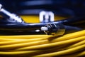 FC CONNECTOR YELLOW OFC PATCH CORD TELE COMMUNICATION 2 Royalty Free Stock Photo