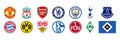 FC of England and Germany. Liverpool, Chelsea, Manchester United and City, Arsenal, Tottenham, Everton. Bayern Munich, Borussia Royalty Free Stock Photo