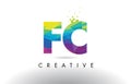 FC F C Colorful Letter Origami Triangles Design Vector.