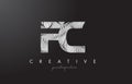 FC F C Letter Logo with Zebra Lines Texture Design Vector.