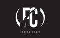 FC F C White Letter Logo Design with Black Background.