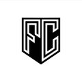 FC Logo monogram shield geometric white line inside black shield color design