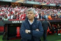 FC Shakhtar head coach Mircea Lucescu looks into camera