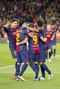 FCB players celebrating a goal