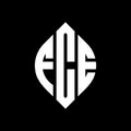 FCE circle letter logo design with circle and ellipse shape. FCE ellipse letters with typographic style. The three initials form a Royalty Free Stock Photo