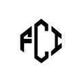 FCI letter logo design with polygon shape. FCI polygon and cube shape logo design. FCI hexagon vector logo template white and Royalty Free Stock Photo