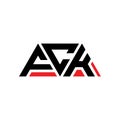 FCK triangle letter logo design with triangle shape. FCK triangle logo design monogram. FCK triangle vector logo template with red Royalty Free Stock Photo