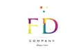 fd f d creative rainbow colors alphabet letter logo icon