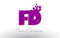 FD F D Dots Letter Logo with Purple Bubbles Texture.