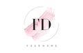 FD F D Watercolor Letter Logo Design with Circular Brush Pattern