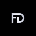 FD letter logo vector icon on black background illustration Royalty Free Stock Photo