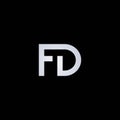 FD letter logo vector icon on black background illustration