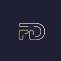 FD logo, letters in line design, gold