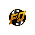 FD Logo Monogram ESport Gaming with Gas Shape Design
