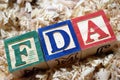 FDA Food and Drug Administration acronym on wooden blocks