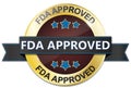 Fda approved round isolated gold and red badge
