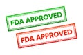 FDA Approved Stamp. FDA Approved text. Food and Drug Administration approved stamp. Vector illustration.