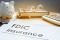 FDIC insurance on a side of piggy bank. Royalty Free Stock Photo