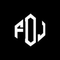 FDJ letter logo design with polygon shape. FDJ polygon and cube shape logo design. FDJ hexagon vector logo template white and Royalty Free Stock Photo