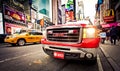 FDNY car and taxi car on Times Square