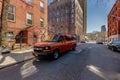 FDYN fire engines in front of Engine 205 H&L 118 fire station, New York Royalty Free Stock Photo