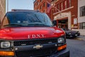 FDYN fire engines in front of Engine 205 H&L 118 fire station, New York Royalty Free Stock Photo