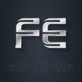 FE Ferrum - element of the periodic table of chemical elements. Metallic 3d icon or logotype template. Vector design element Royalty Free Stock Photo