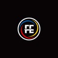 FE monogram logo isolated on circle shape with 3 slash colors rounded Royalty Free Stock Photo