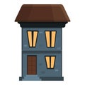 Fear creepy house icon, cartoon style