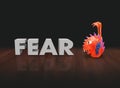 Fear 3d Word Red Plastic Finger Puppet Monster Royalty Free Stock Photo