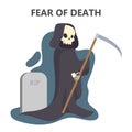 Fear of death. Horror character in black robe