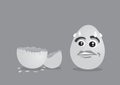 Fear Eggs Faces staring with dramatic face expression at an empty eggsshell