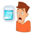 Fear of flying icon, cartoon style