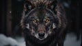 A Fear-Inducing Dark Gray Wolf Poses A Formidable Presence