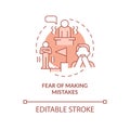 Fear of making mistakes terracotta concept icon