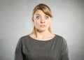 Scared frightened young female. Royalty Free Stock Photo