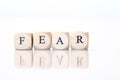 Fear, spelled with dice letters Royalty Free Stock Photo