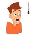 Fear of spider icon, cartoon style Royalty Free Stock Photo