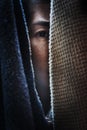 fear woman hiding in closet Royalty Free Stock Photo