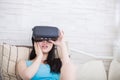 Fear woman watching virtual reality