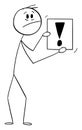 Feared Person Holding Exclamation Mark, Vector Cartoon Stick Figure Illustration