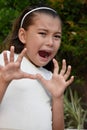 Fearful Cute Filipina Girl Child Closeup