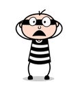 Fearful Face - Cartoon Burglar Vector