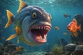 Fearful piranha with teeth and open mouth in water Royalty Free Stock Photo