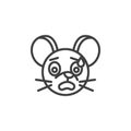 Fearful rat emoticon line icon