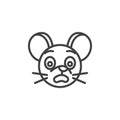 Fearful rat emoticon line icon