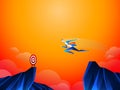 Fearless brave businessman make risk by jump over the ravine, cliff, chasm to reach his success target challenge of his